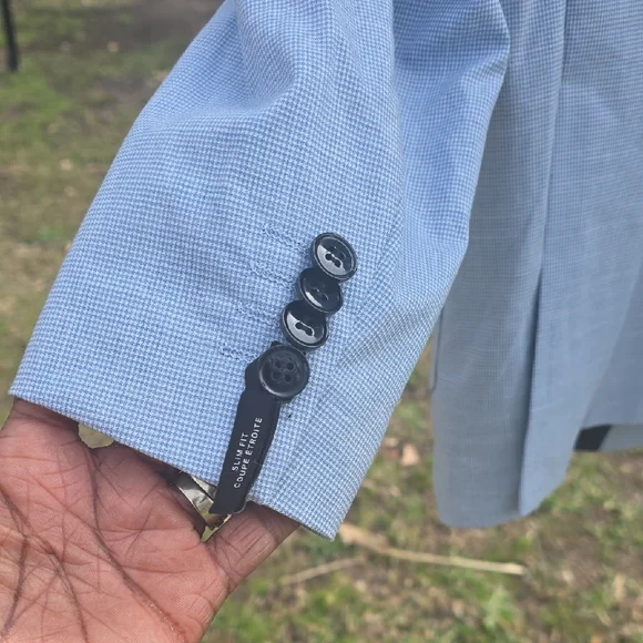 H&M Light Blue Men’s Sport Coat - Two-Button Blazer - Picture 4 of 9